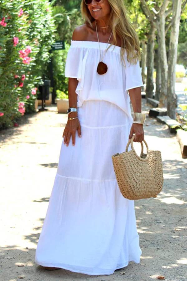 Jennifer | Casual Off-Shoulder Beach Maxi Dress