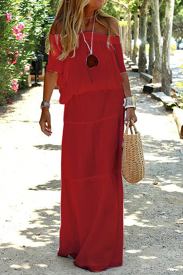 Jennifer | Casual Off-Shoulder Beach Maxi Dress